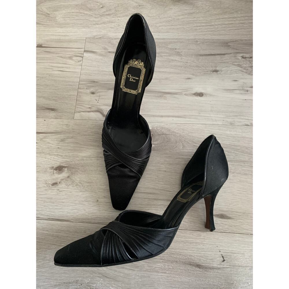 Christian Dior D'Orsay Satin Heels Kitten Heels Size 39.5